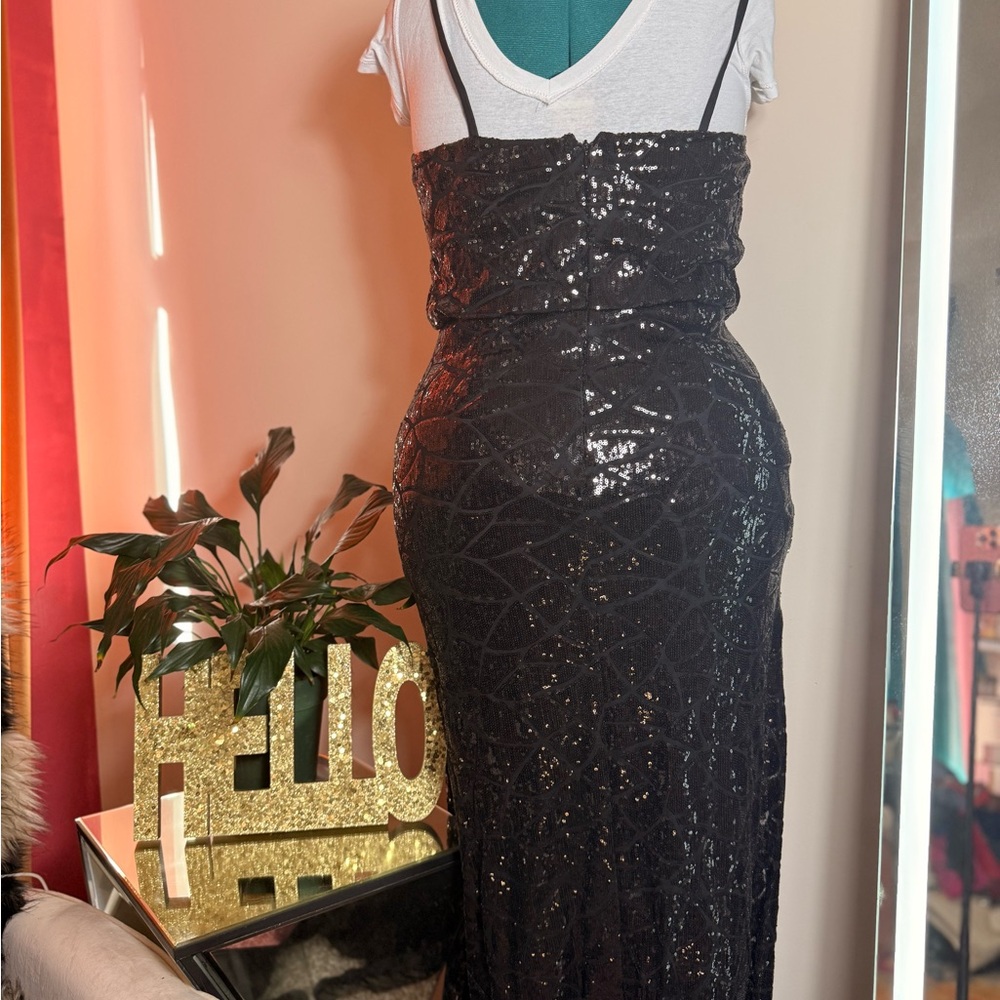 Black Sequin Evening Gown - Picture 3 of 5